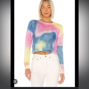 John + Jenn X Revolve Crop Sweater in Multi Tie Dye